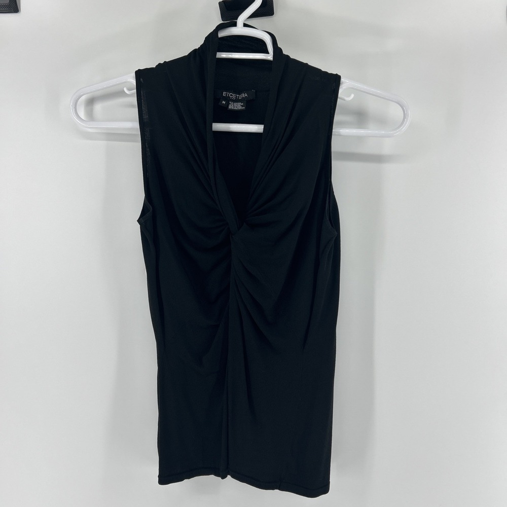 Etcetera Black Knit Shirt Top Tank Women's Medium Sleeveless Business Casual